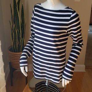 Gap Navy White Stripe Stretch Boatneck